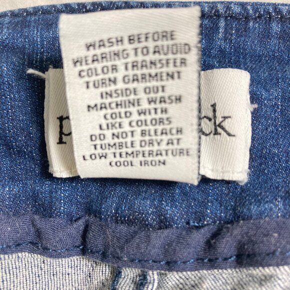 Peck & Peck Pull-On Jeans Mid-Rise Straight Med-Dark Wash Back Pockets, size 12 - Picture 5 of 8